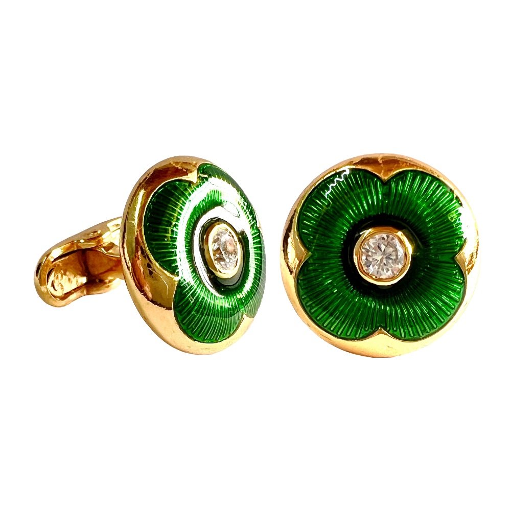 S1009 (2) Emerald Bloom Cufflinks - Image 1