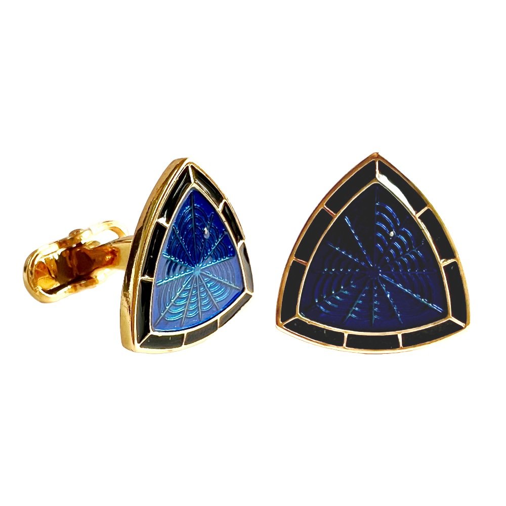 S1010 (1) Royal Midnight Blue Enamel Trigon Cufflinks - Image 1