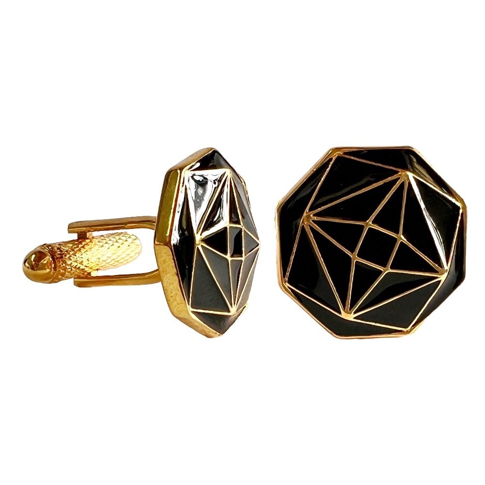 S1016 (1) Black Prism Cufflinks - Image 1