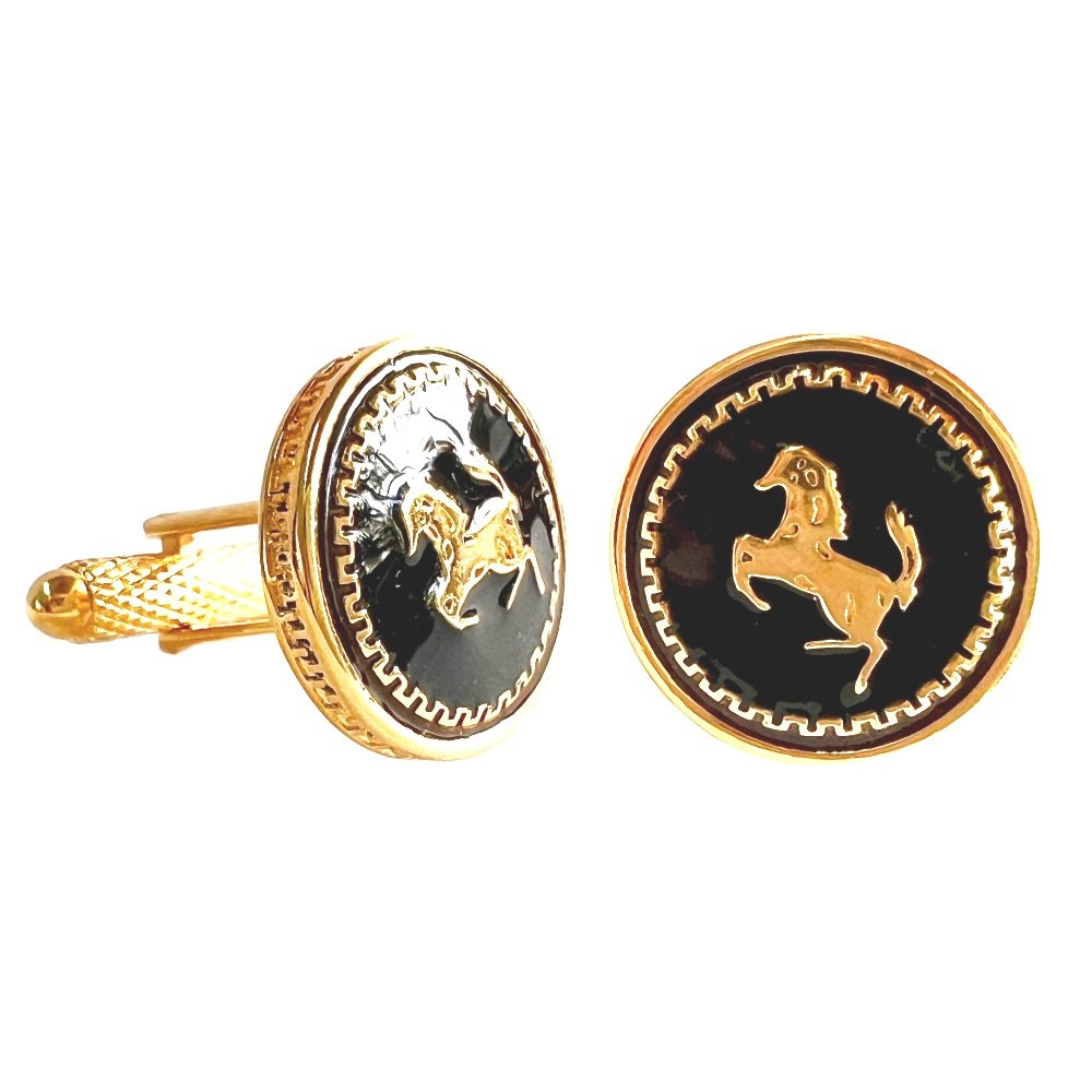 S1017 (1) Imperial Stallion Emblem Black Cufflinks - Image 1