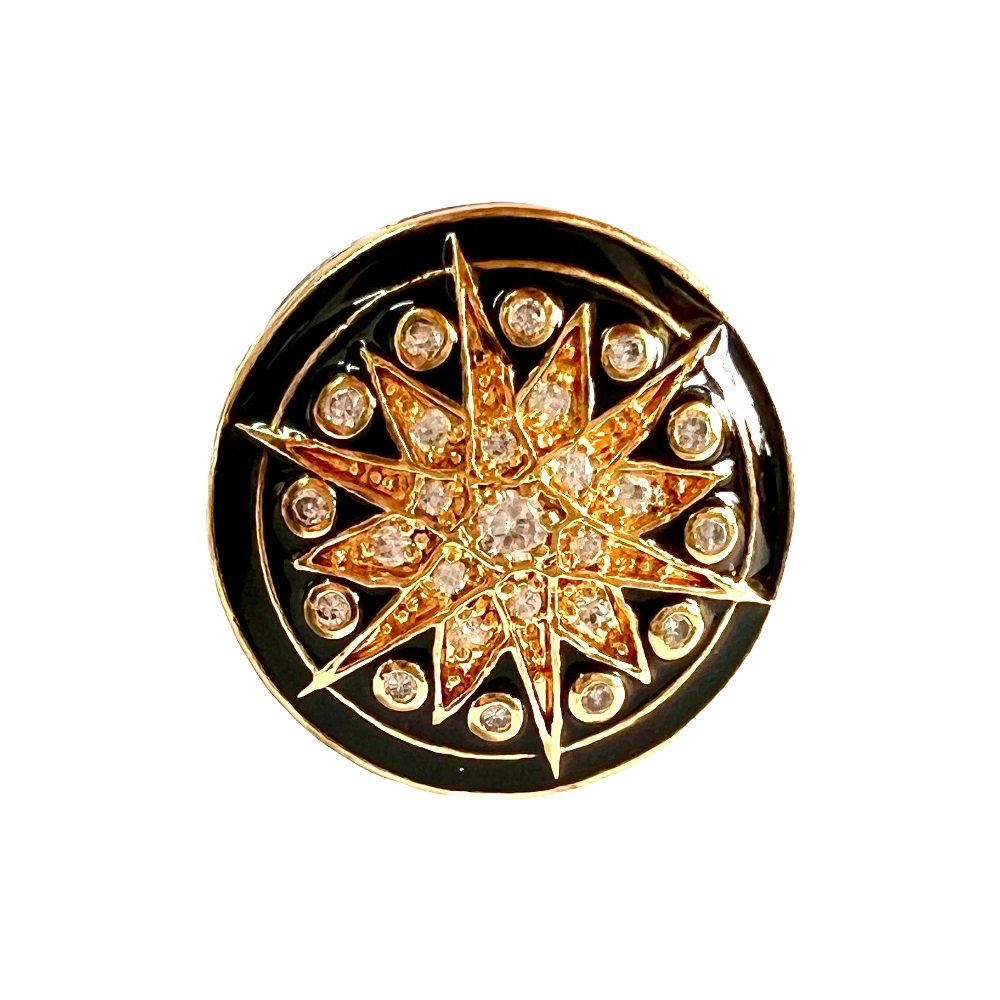 S1018 (2) Star Design Sherwani Buttons - Black Enamel - Image 1