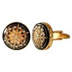 Designer Star Cufflinks With Black Enamel - Image 4