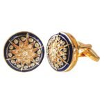 Designer Star Cufflinks With Blue Enamel - Image 4