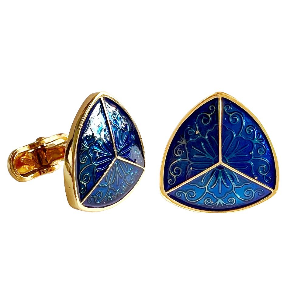 S1020 (1) Royal Azure Trifloral Cufflinks - Image 1