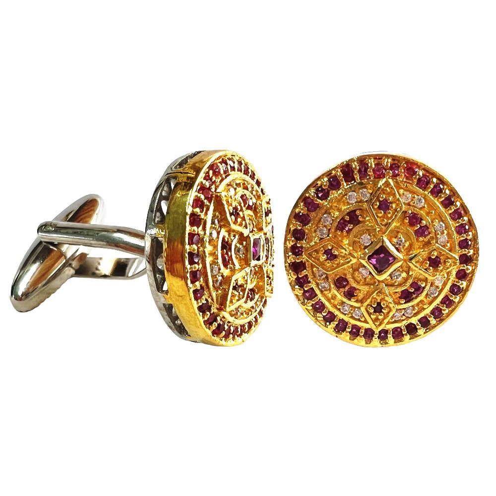 S1021C Designer Ruby & Diamond Cufflinks - Image 1