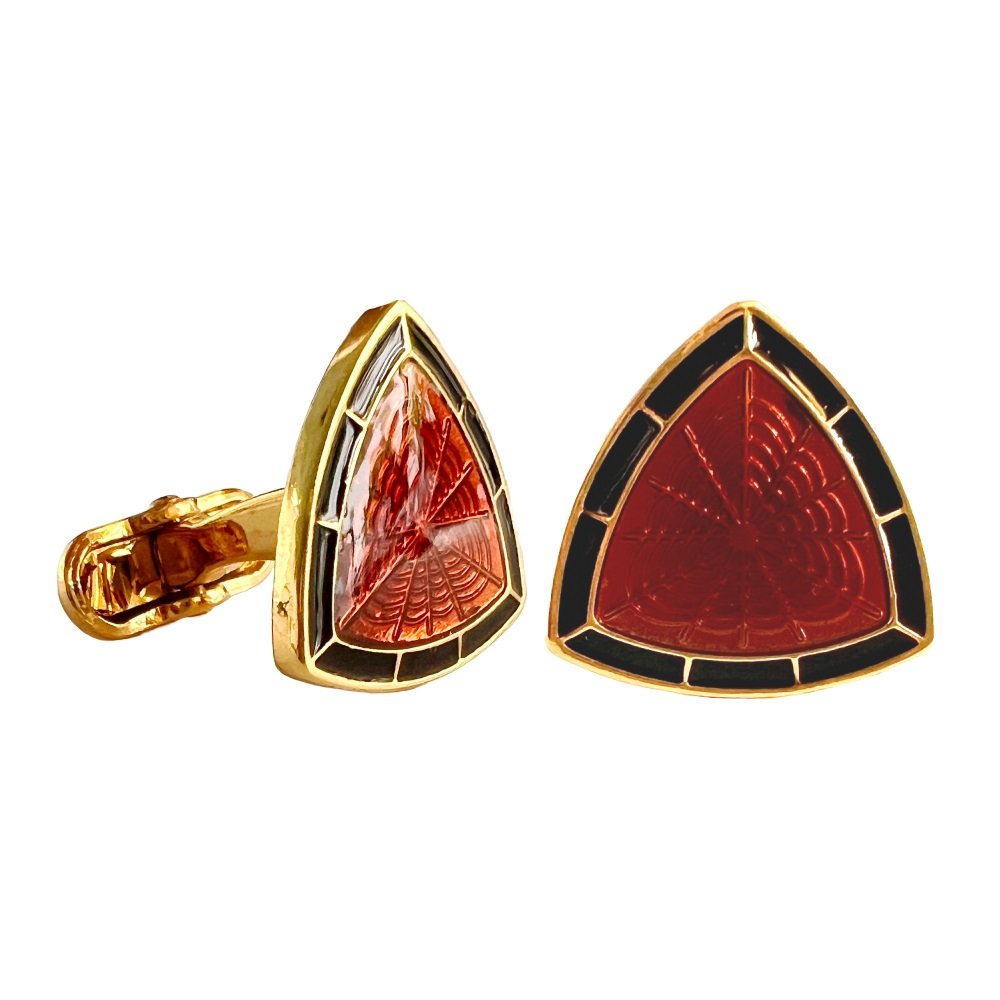 S1026 (3) Royal Rich Red Enamel Trigon Cufflinks - Image 1