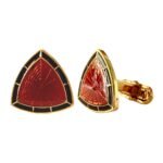 Royal Rich Red Enamel Trigon Cufflinks - Image 3