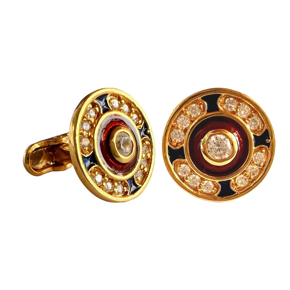 S1031 (1) Celestial Orbit Red n Black Enamel Cufflinks - Image 1