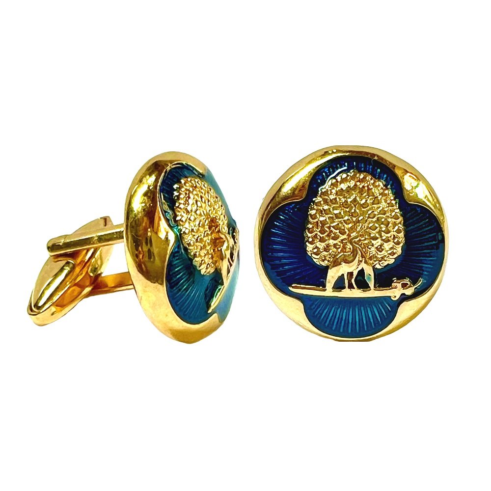 S1038C Regal Blue & Gold Mayoor Cufflinks - Image 1