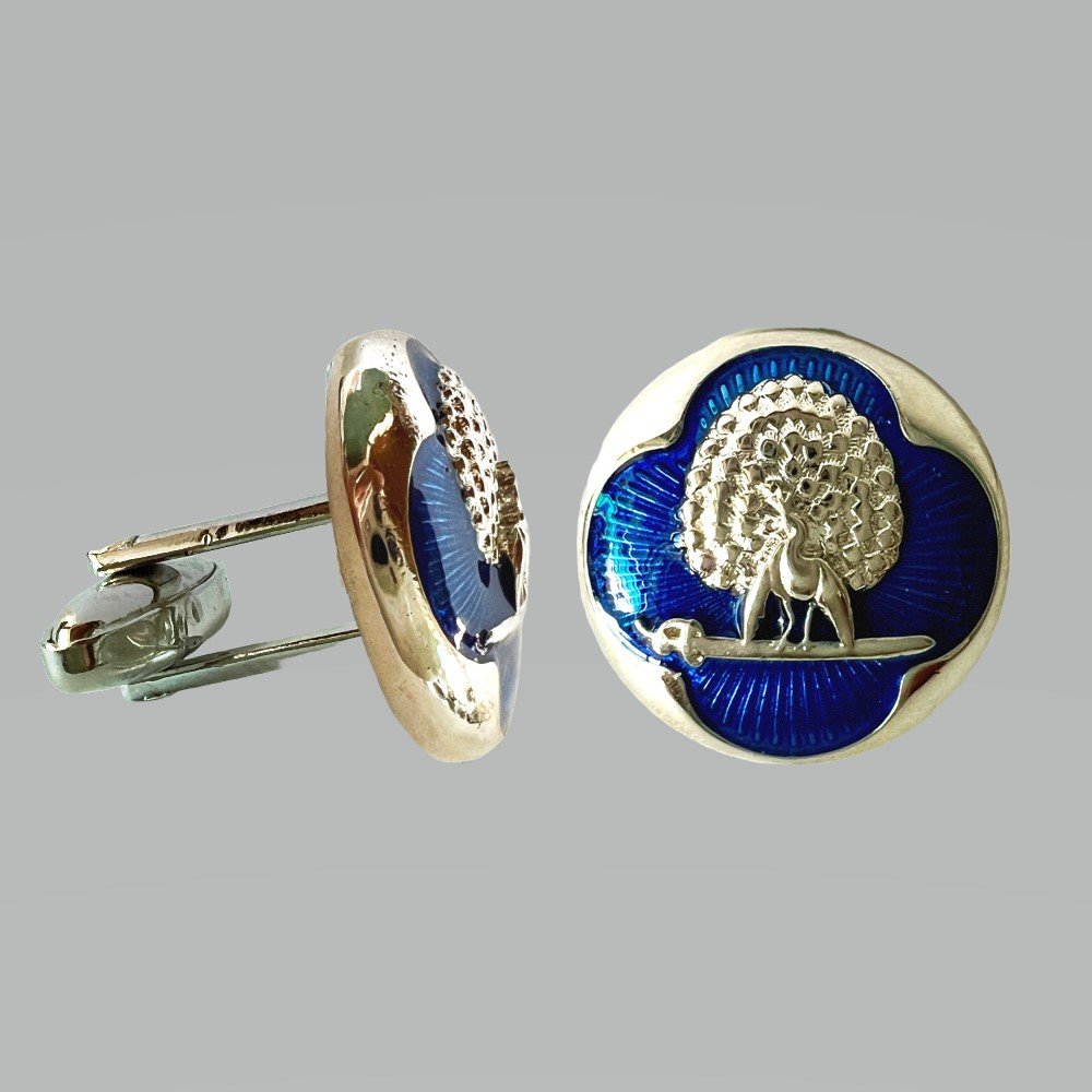 S1039C (1) Regal Blue & Silver Mayoor Cufflinks - Image 1