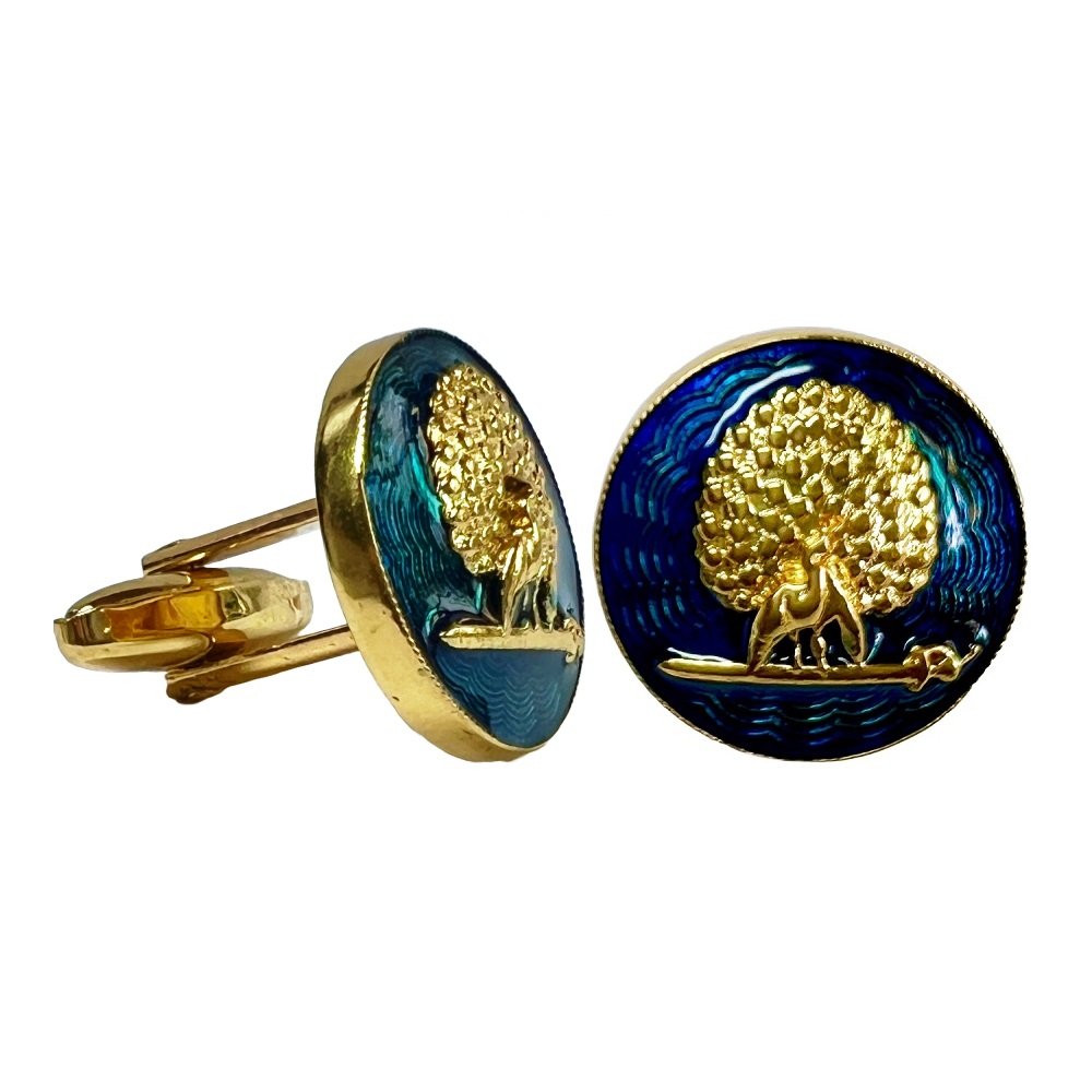 S1042C Imperial Blue & Gold Mayoor Cufflinks - Image 1