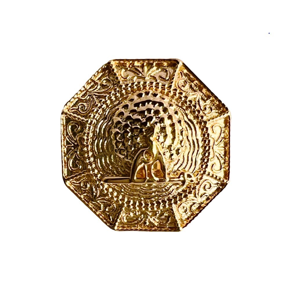 S1044B Majestic Octagon Mayoor Bandhgala Button - Golden - Image 1