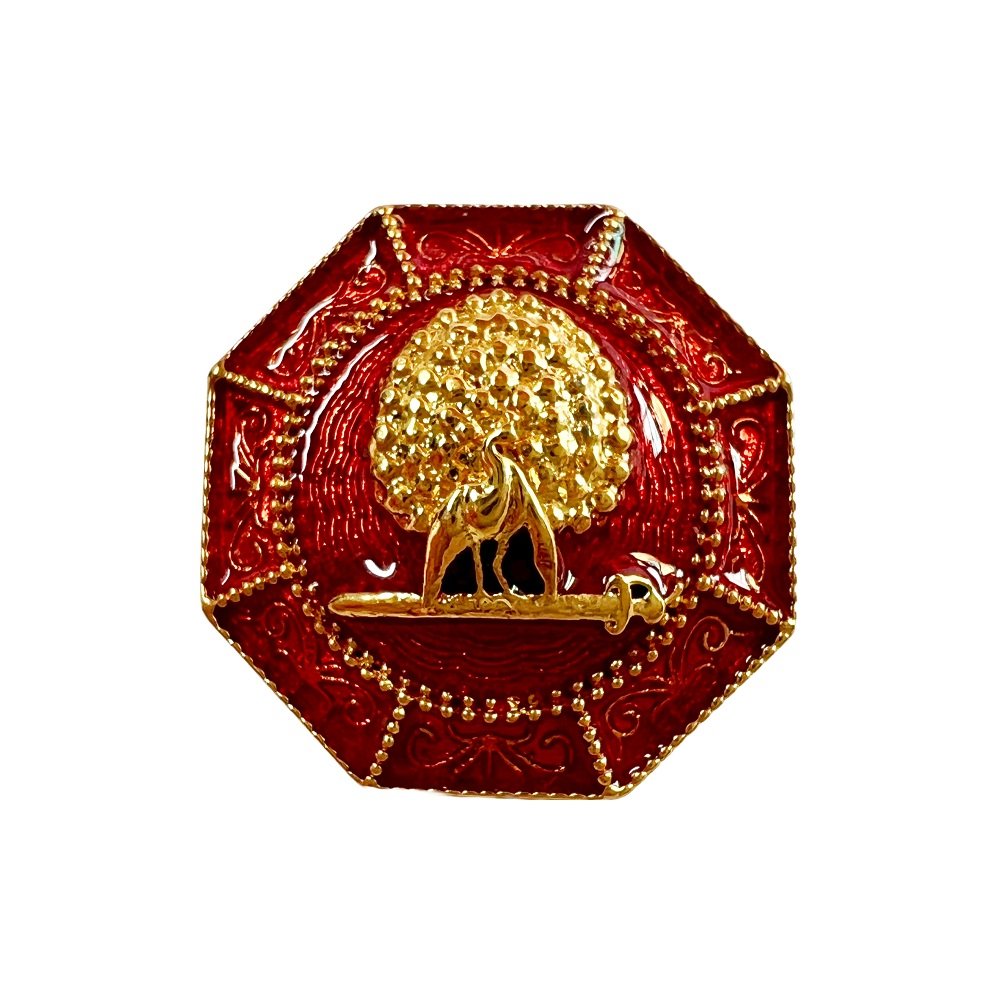 S1045B Majestic Octagon Mayoor Bandhgala Button - Maroon - Image 1