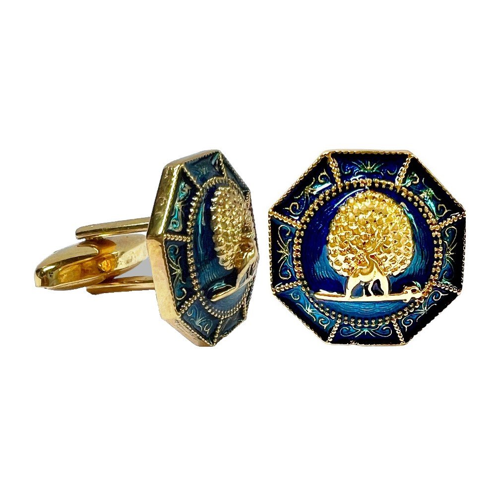 S1046C Majestic Octagon Mayoor Cufflinks - Royal Blue - Image 1