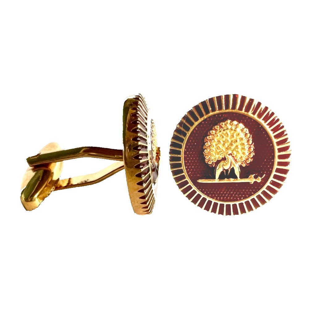 S1049C (1) Regal Mayoor Emblem Cufflinks - Maroon - Image 1