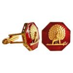 Octagonal Mayoor Crest Cufflinks - Maroon - Image 3