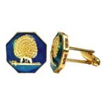 Octagonal Mayoor Crest Cufflinks - Royal Blue - Image 2
