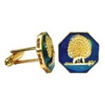 Octagonal Mayoor Crest Cufflinks - Royal Blue - Image 3