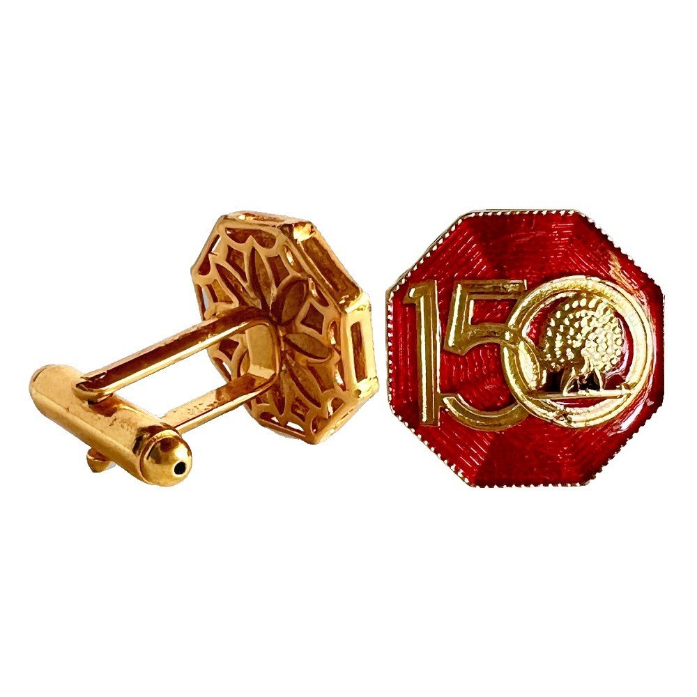 S1055C Mayo 150 Commemorative Emblem Cufflinks - Maroon - Image 1