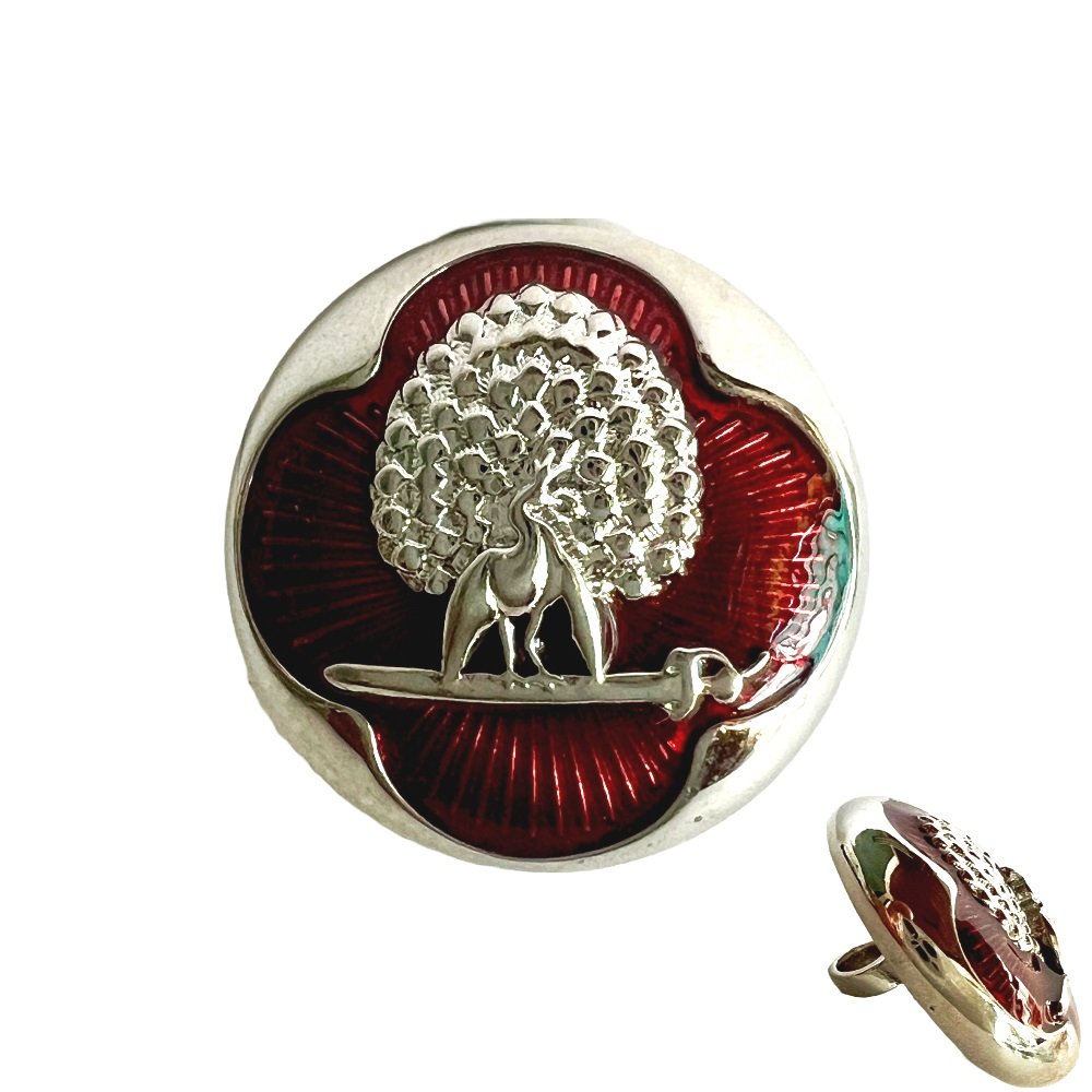 S1030B Regal Maroon & Silver Mayoor Bandhgala Buttons - Image 1