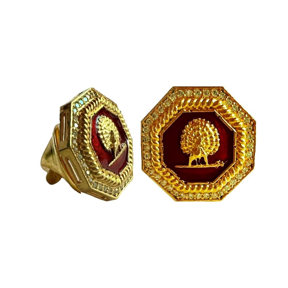 S1063LP Mayo Octagon Gems Studded Mayoor Lapel Pin - Burgundy - Image 1