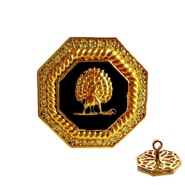 Mayo Octagon Gems Studded Mayoor Bandhgala Buttons - Black