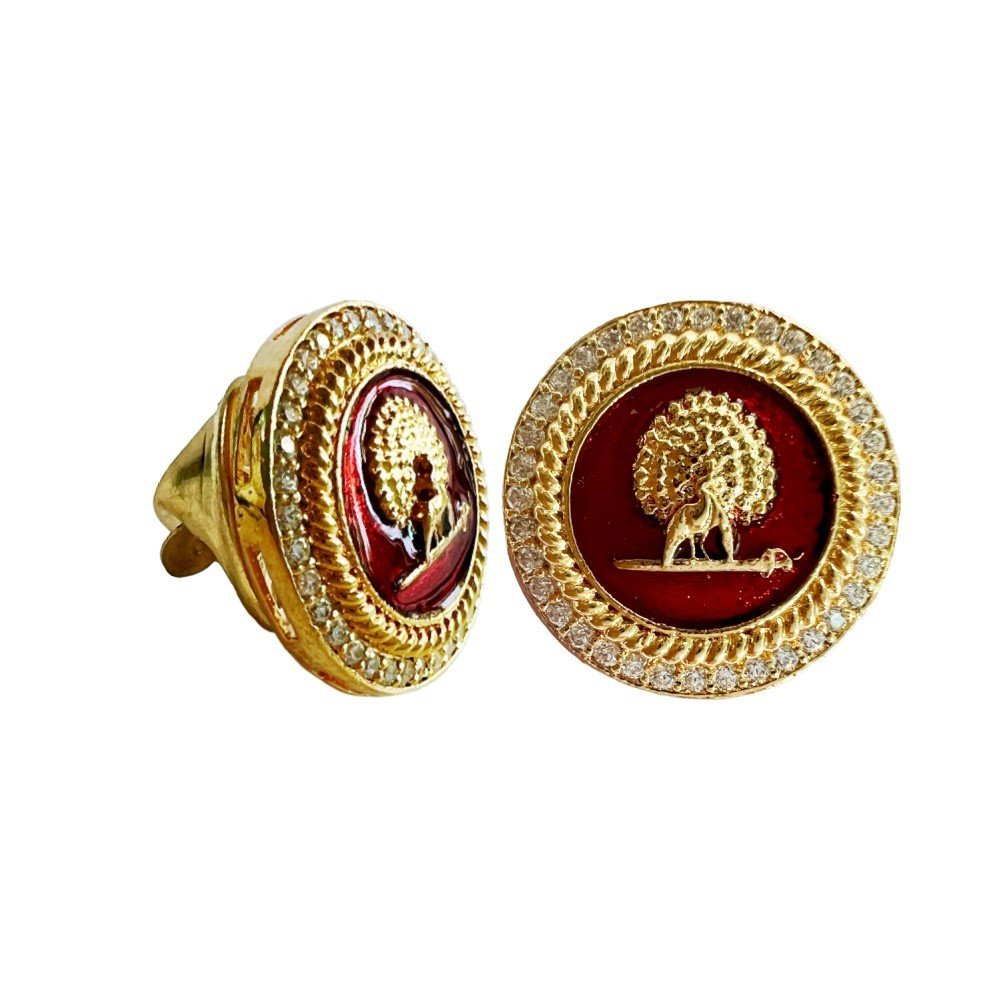 S1066LP (1) Mayo Gems Studded Mayoor Lapel Pin - Burgundy - Image 1