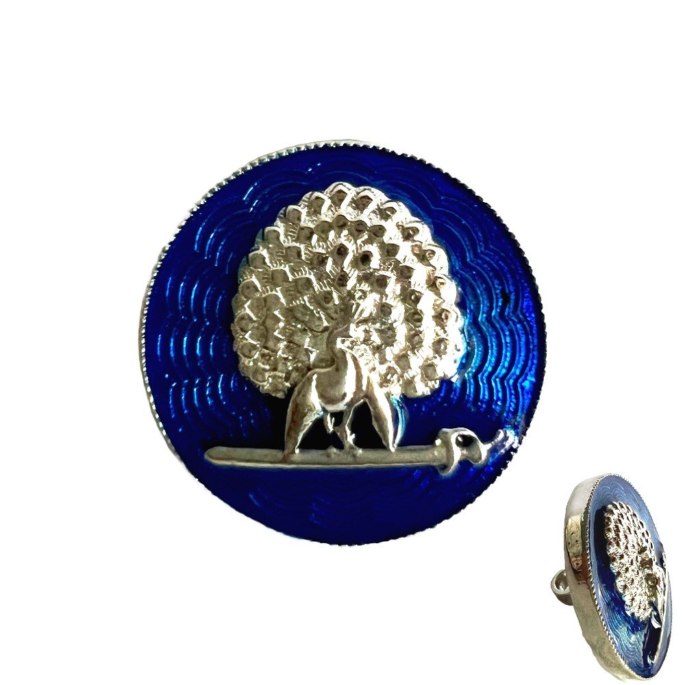 S1071B Imperial Blue Silver Mayoor Bandhgala Buttons - Image 1