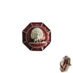 Majestic Octagon Silver Mayoor Button - Maroon - Image 2