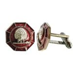 Majestic Octagon Silver Mayoor Cufflinks - Maroon - Image 2
