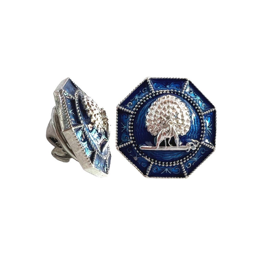 S1073LP Majestic Octagon Silver Mayoor Lapel Pin - Royal Blue - Image 1
