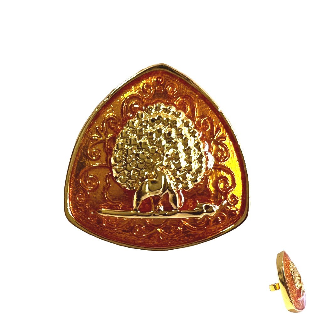 S1076B Imperial Plumage Mayoor Bandhgala Button - Saffron - Image 1