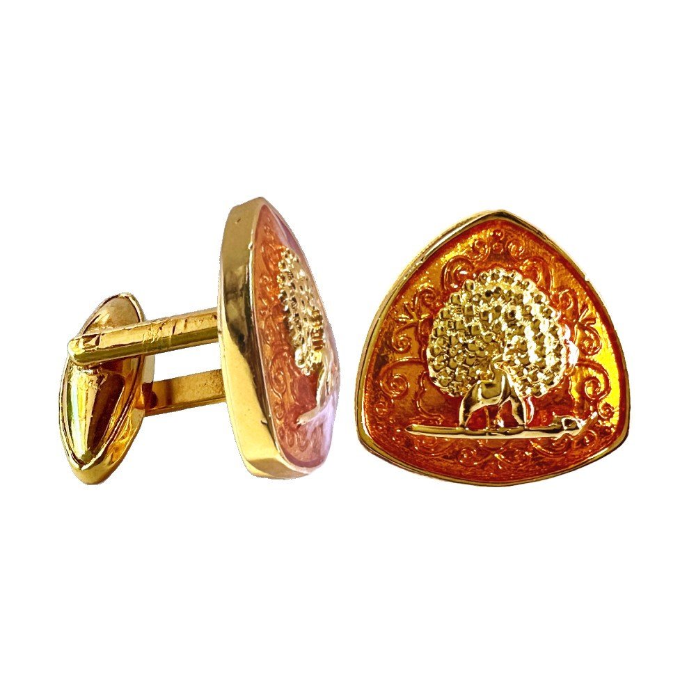 S1076C Imperial Plumage Mayoor Cufflinks - Saffron - Image 1
