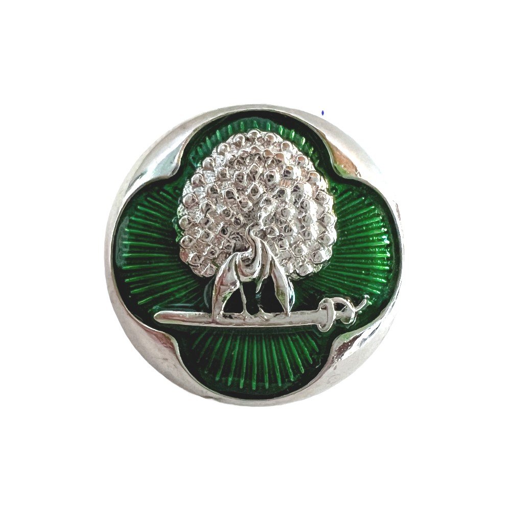 S1078B Regal Green & Silver Mayoor Bandhgala Buttons - Image 1