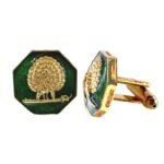 Octagonal Mayoor Crest Cufflinks - Royal Green - Image 3