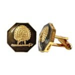 Octagonal Mayoor Crest Cufflinks - Smokey Enamel - Image 2