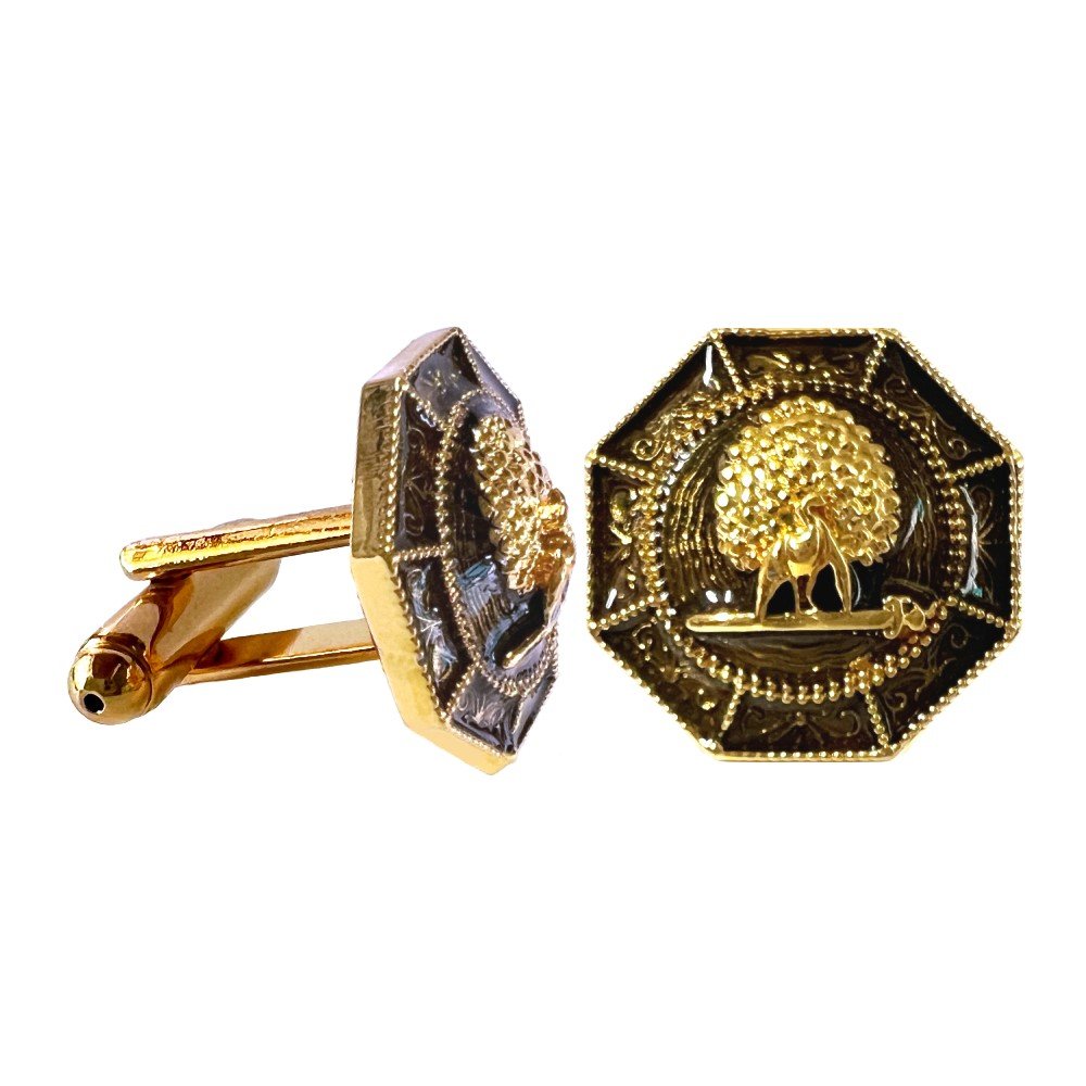 S1082C (1) Majestic Octagon Mayoor Cufflinks - Smokey Enamel - Image 1