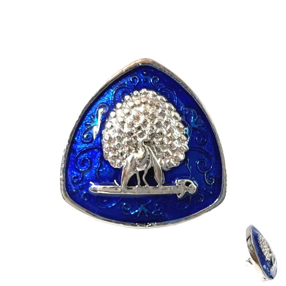 S1084B Imperial Plumage Mayoor Bandhgala Button - Silver Blue - Image 1