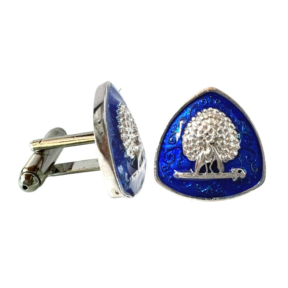 S1084C (1) Imperial Plumage Mayoor Cufflinks - Silver Blue - Image 1