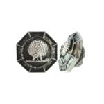 Majestic Octagon Silver Mayoor Lapel Pin - Smokey Enamel - Image 3