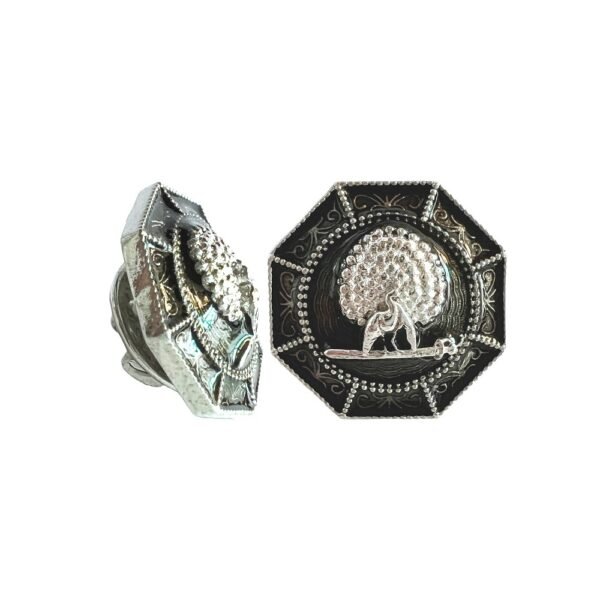 Majestic Octagon Silver Mayoor Lapel Pin - Smokey Enamel