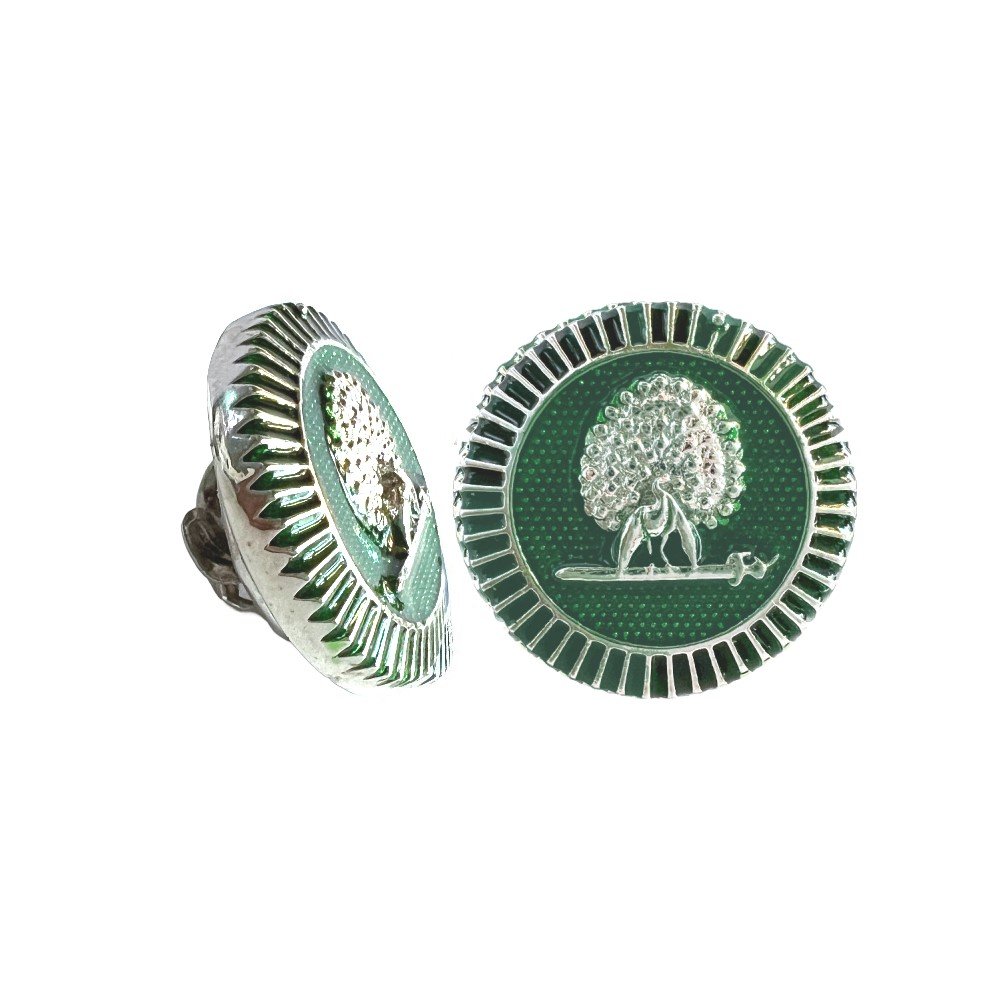 S1088LP (1) Regal Silver Mayoor Emblem Lapel Pin - Royal Green - Image 1