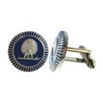 Regal Silver Mayoor Emblem Cufflinks - Royal Blue - Image 4