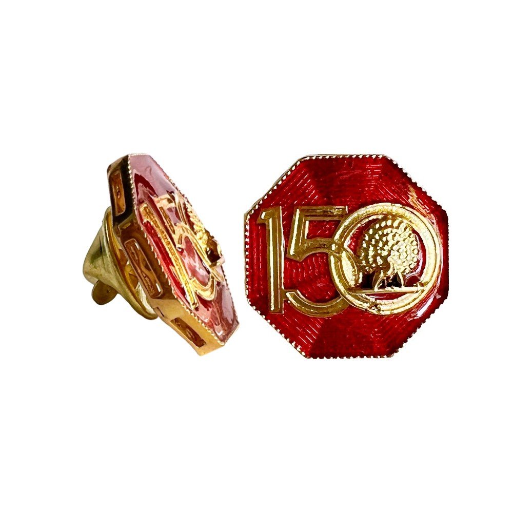 s1055LP Mayo 150 Commemorative Emblem Lapel Pin - Maroon - Image 1