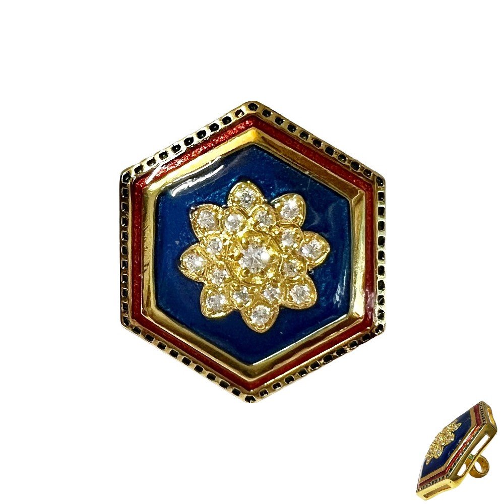 S1024BB Royal Bandhgala Buttons - Hexagonal - Blue and Burgundy - Image 1