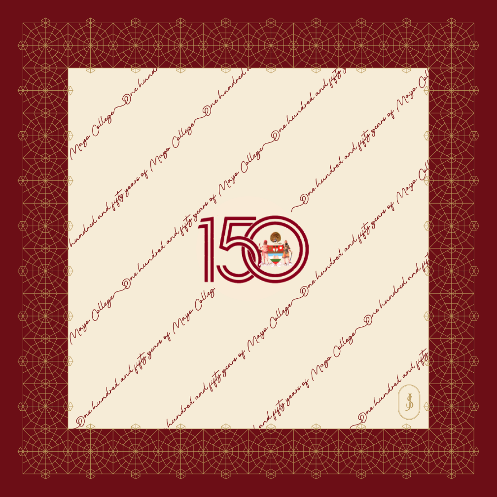 S1090PS Pocket Square - Mayo 150 years - Maroon - Image 1