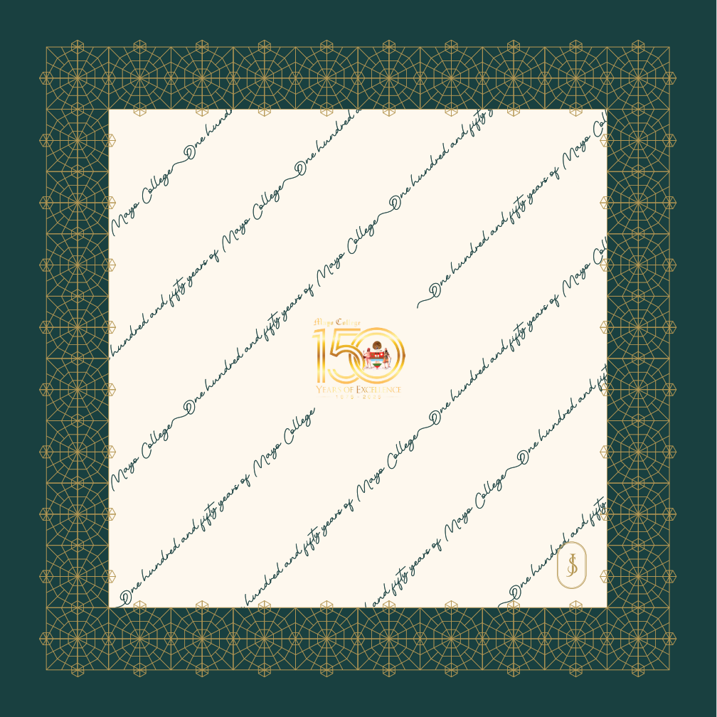 S1097PS Pocket Square - Mayo 150 years - Green - Image 1