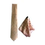 Mayo College Tie & Pocket Square Pachranga Mayoor on Beige - Image 3