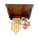 Mayo College Tie & Pocket Square Pachranga Mayoor on Beige - Image 2