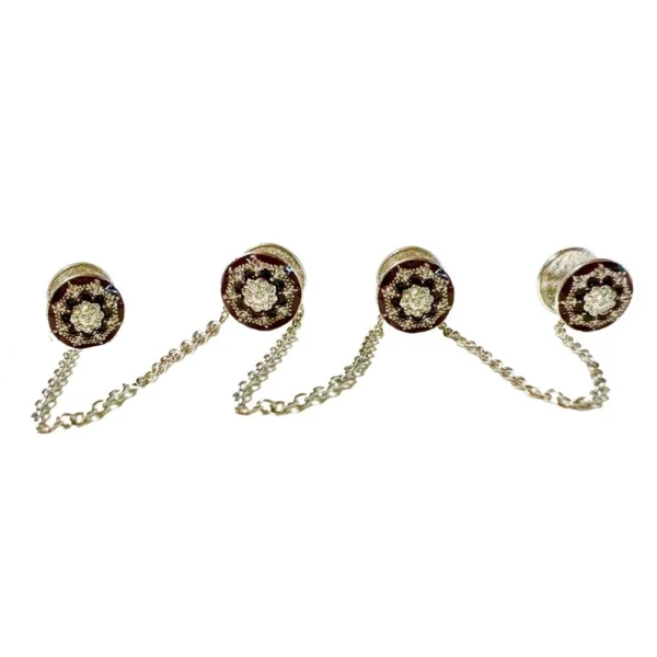 Royal Kurta Buttons - Swarovskis  and Black Enamel
